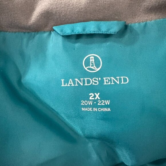 Lands' End Puffer Down Vest Womens 2X Teal Full Zip Polyester Outdoor CJ-1905 - Picture 8 of 10